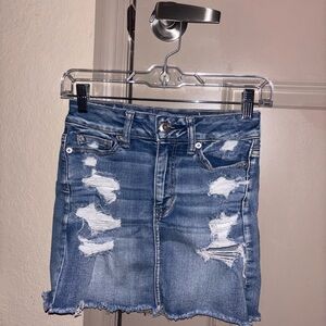 American Eagle Outfitters Distressed Blue Denim Skirt